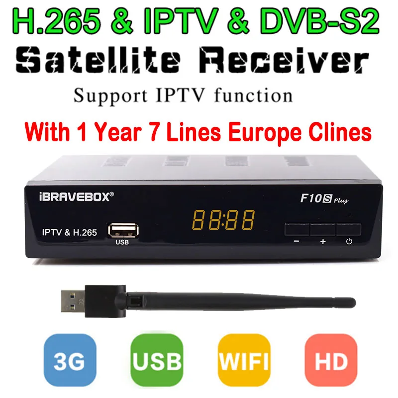 1 Year Clines Server F10S Satellite font b Receiver b font Usb WiFi Spport DVB S2
