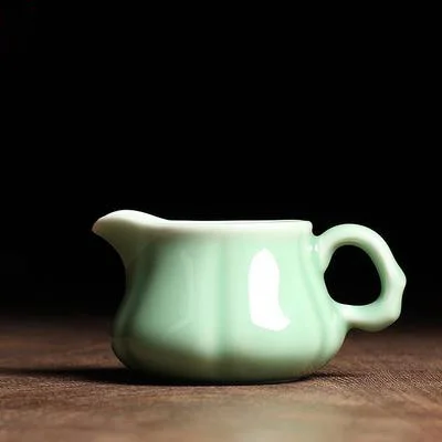 WIZAMONY Китайский Longquan Celadon большой Cqapacity ручной работы ярмарка кружка 200 мл Justice чашка чай горшок точки чайная посуда Чайный набор кунг-фу - Цвет: Di Kiln Plum Green