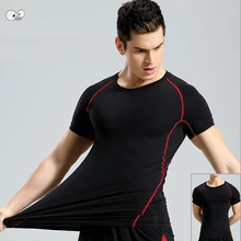 Быстросохнущие облегающие футболки для бега для мужчин летние компрессионные футболки с коротким рукавом для фитнеса футболка для спортзала, спортивные футболки для бодибилдинга