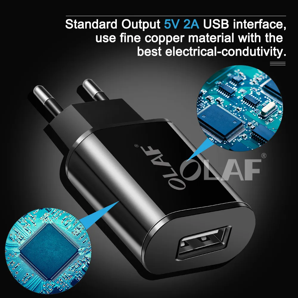 OLAF 5V 2A USB Charger for iPhone X 8 7 iPad Air Fast Wall Charger EU Adapter for Samsung S9 Xiaomi Mi6 Mi5 Mobile Phone Charger (3)