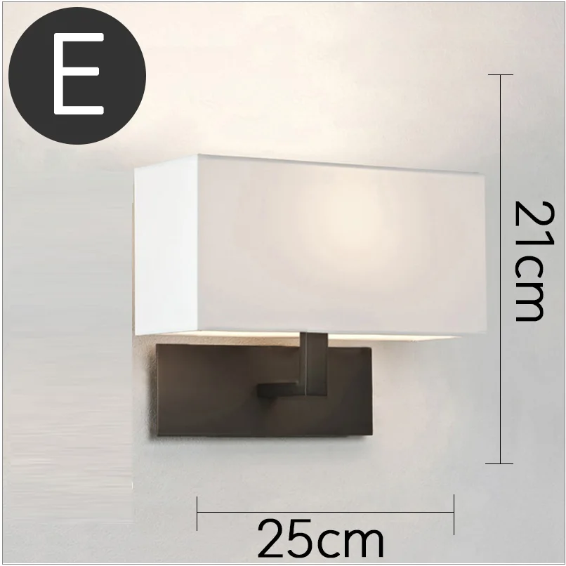 led Antique Wall Sconce Lights for Hotel Guest Room American Style Square Shade Wall Lamp For Living Room Bedroom Bedside Lamp