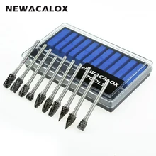 NEWACALOX 10pcs Dremel Carbide Burrs Drill Bit Set Rotary Burr Micro Drill Bits for Metal Woodworking Carving Tool Glass Diamond