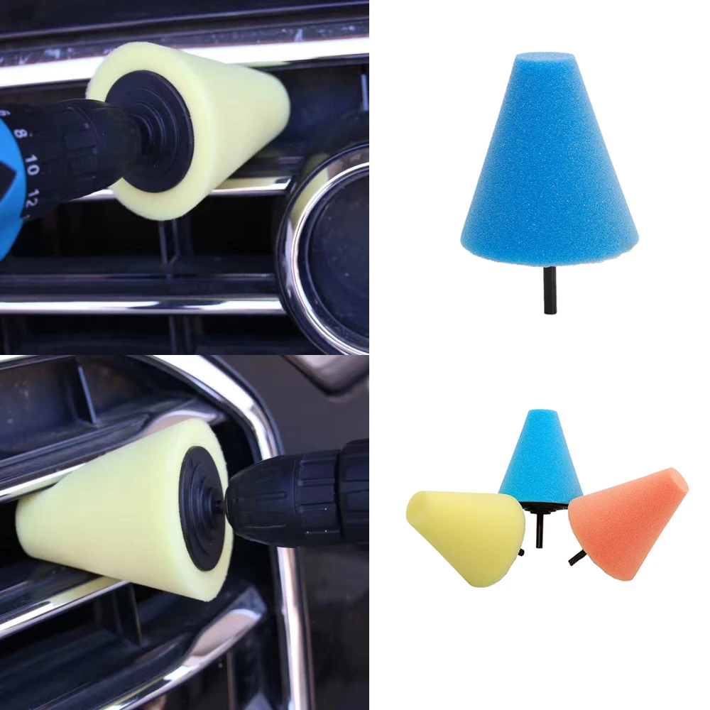 

1PC Colorful Practical Burnishing Foam Sponge Polishing Cone Shaped Buffing Pads For Car Wheel Hub Tool