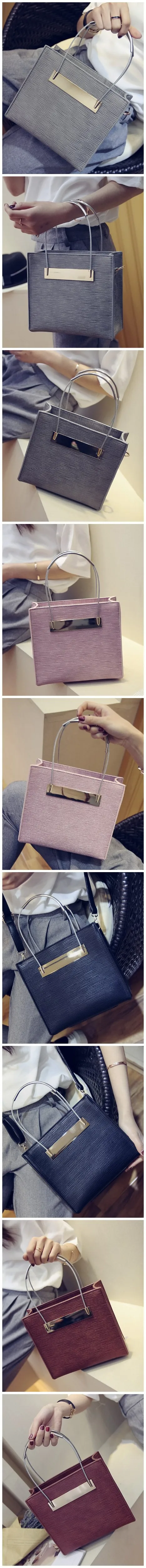 6 European And American Fashion Steel Handbag Spring New Lizard Pattern Female Package Commuter Simple Shoulder Messenger Bag