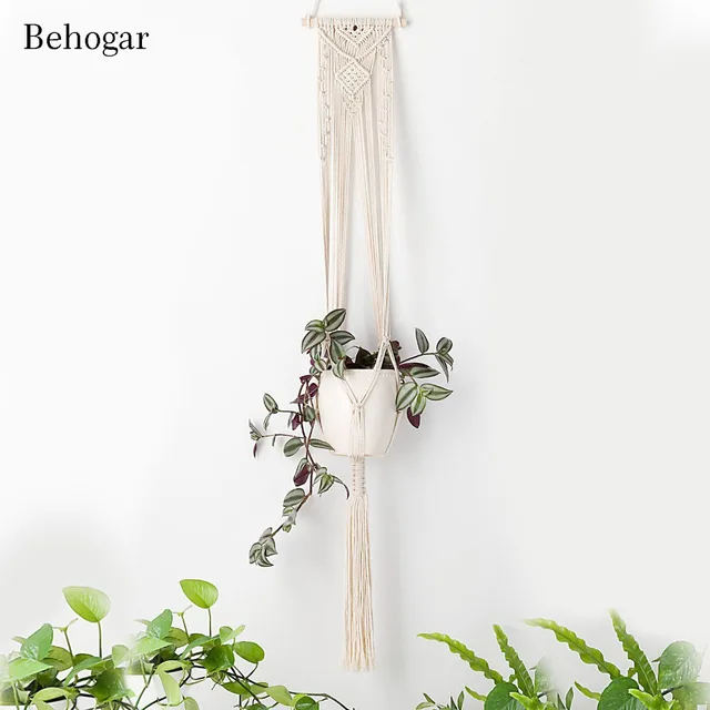 Behogar 105 Cm Plant Pot Hanging Hanger Basket Flowerpot Holder Behogar 105 Cm Plant Pot Hanging Hanger Basket Flowerpot Holder Hammock Rope For Indoor Outdoor Garden