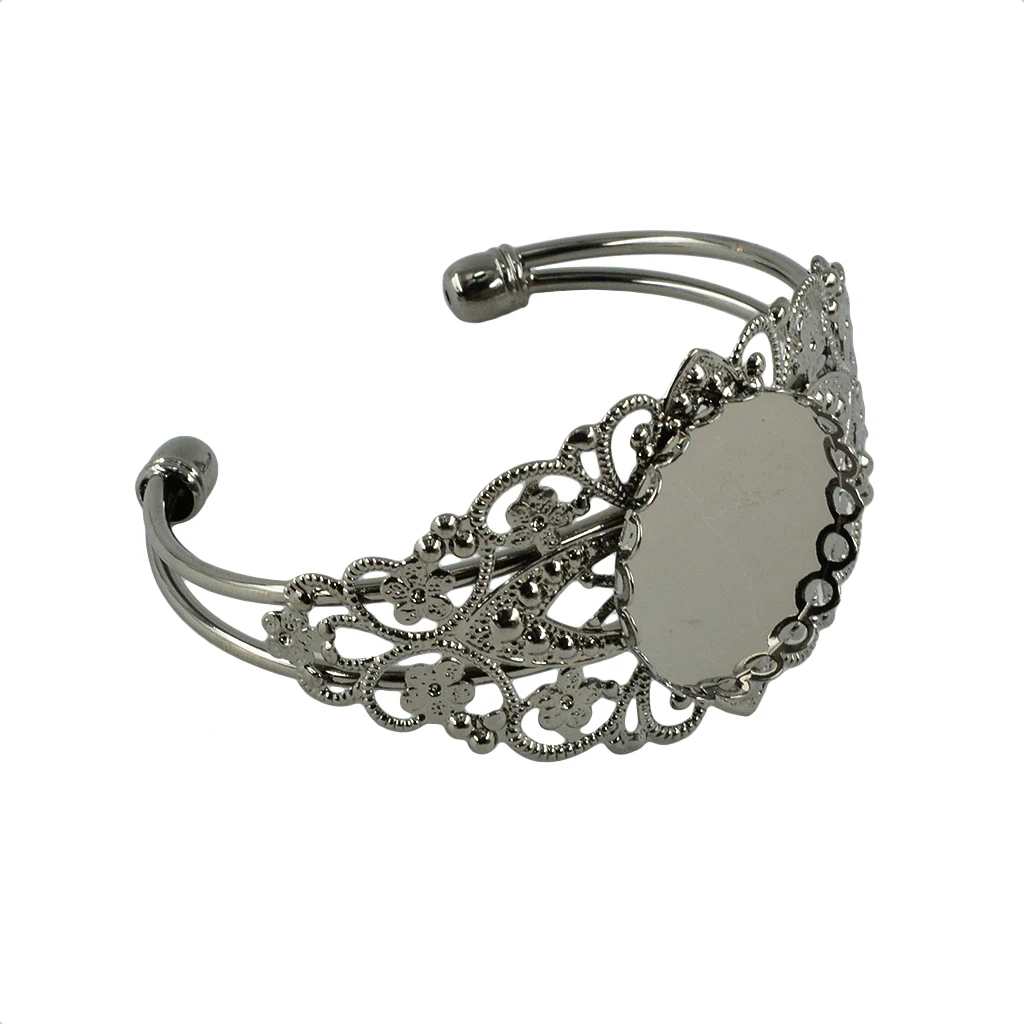 4pcs Brass Bracelet Blank Setting Base Fit 25mm Glass Cabochon Bezel Tray
