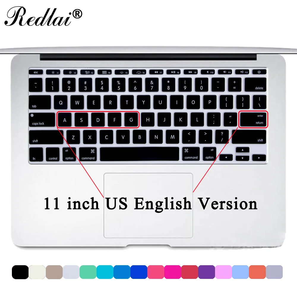 Redlai Водонепроницаемый английские буквы силиконовые клавиатуры чехол для Macbook Air 1" 11,6 A1465 A1370 устройство с клавиатурой US защитная пленка