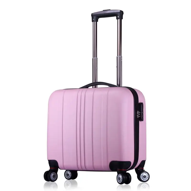 Унисекс спинер ABS носить на небольшой чемодан Бизнес scrubed Путешествия Малый багаж 16 дюймов чехол для переноски-на Цвет блок 7 цветов - Цвет: Pink with Black