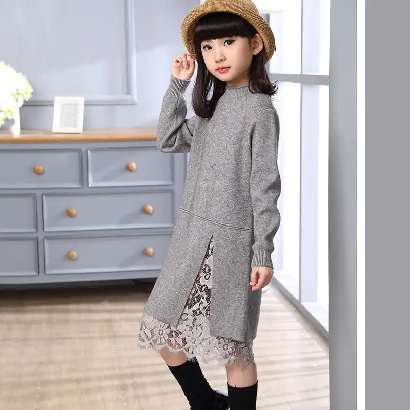 sweater dress with lace bottom