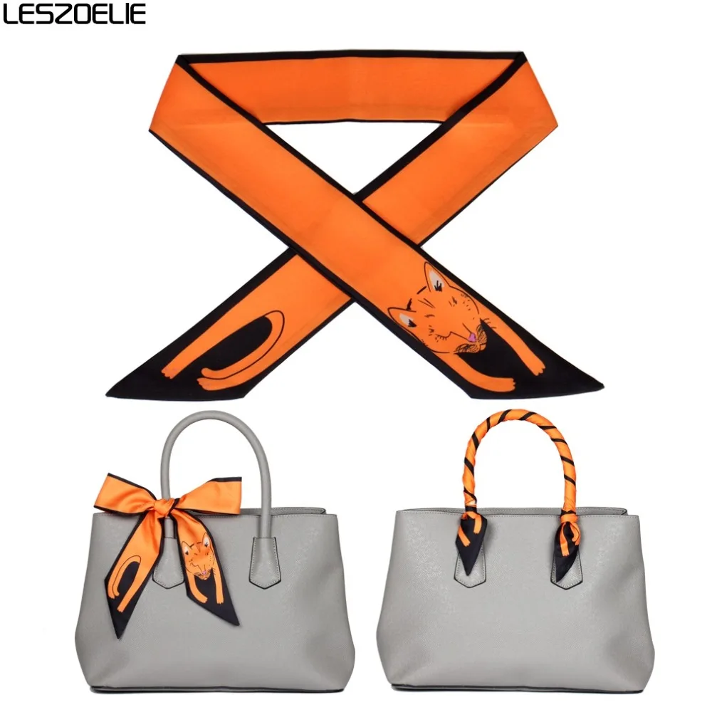 Animal Printed Skinny Bag Scarf For 2019 Women Scarf Ladies Luxury Foulard Tie Fashion Head Scarves Girls Hair Accessories