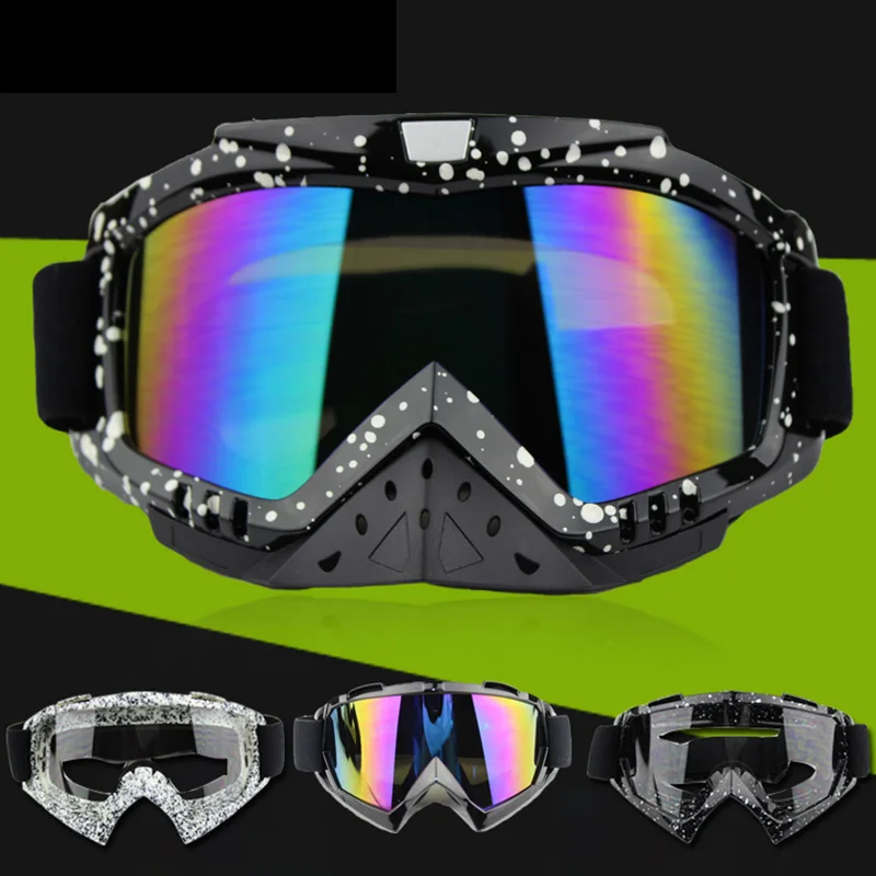 Free Shipping Motocross Ski Glasses Goggle With Nose Guard Dark Gray Silver Print Outdoor Sport