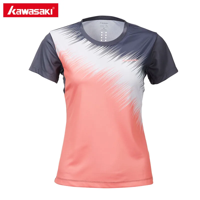 Оригинальная брендовая футболка для бадминтона Kawasaki, рубашка с рукавами для женщин, дышащая женская одежда с круглым вырезом, ST-T2026