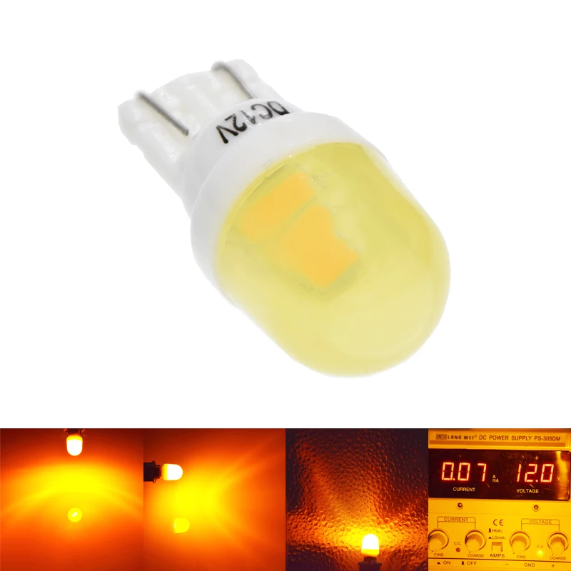 

2/4 Pcs T10 194 168 W5W Ceramic LED Bulbs Car Interior Side Wedge Parker Light Auto Door License Plate Lamp Amber Yellow 12V DC