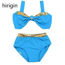 Милый комплект бикини с бантиком и бантиком для маленьких девочек, купальный костюм, купальный костюм, летний праздничный пляжный костюм