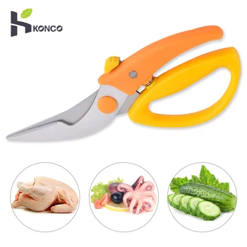 

KONCO Kitchen Scissors for Chicken Fish Meat Seafood BBQ Foods Cutter Slicer Stainless Steel Chicken Scissors Kitchen Tools