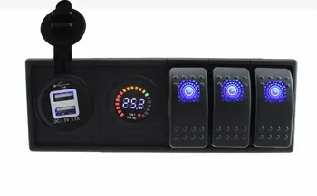 

IZTOSS DC 24V LED Digital voltmeter 3.1A USB Socket with toggle rocker switch jumper wires and housing holder