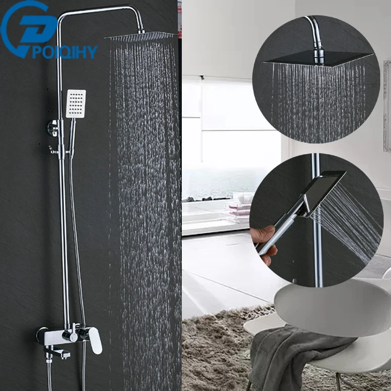 

Shower Faucet Bathroom Rainfall Shower Set Faucet Tub Single Handle With Handheld Sprayer Mixer Tap Chrome Finish
