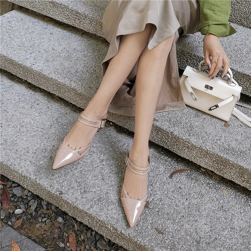 FEDONAS/модные милые женские босоножки с острым носком на квадратном каблуке элегантные вечерние туфли из натуральной кожи без застежки с пряжкой