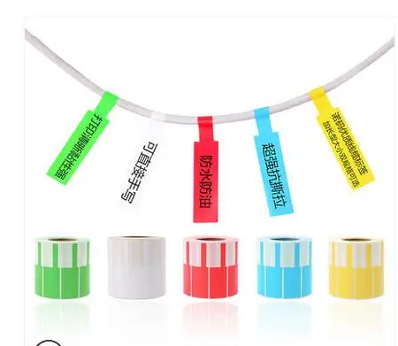 

Free shipping Network Cable Label Sticker PET Material 5 Colors P and T Shape Waterproof Tear resistant