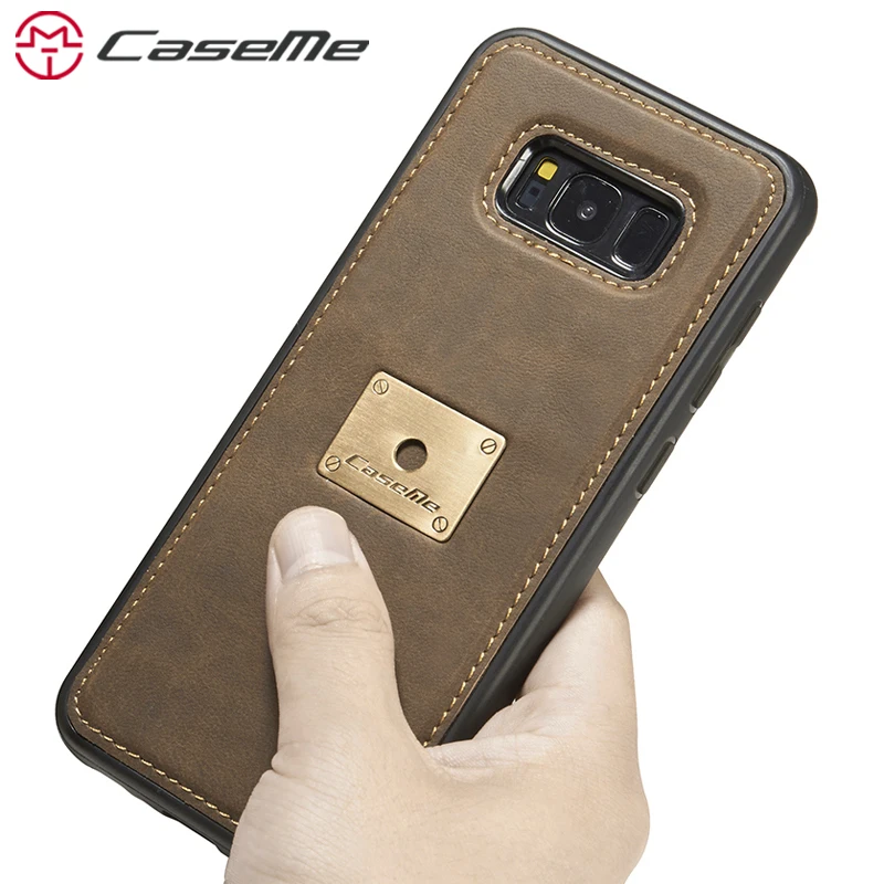 Coque For Samsung Galaxy S8 Plus Luxury Retro Leather Magnetic Car Holder Cover Back Phone case |
