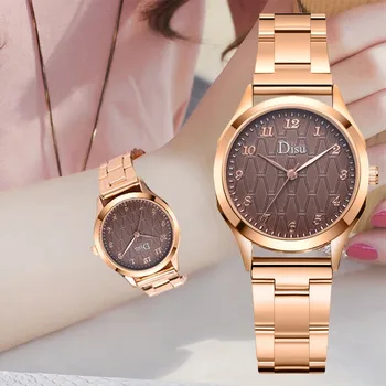 

Reloj Mujer DISU Fashion Luxury Brand Women Quartz Watch For Montre Femme 2019 Female Clock stainless steel Ladies Gold Watch50