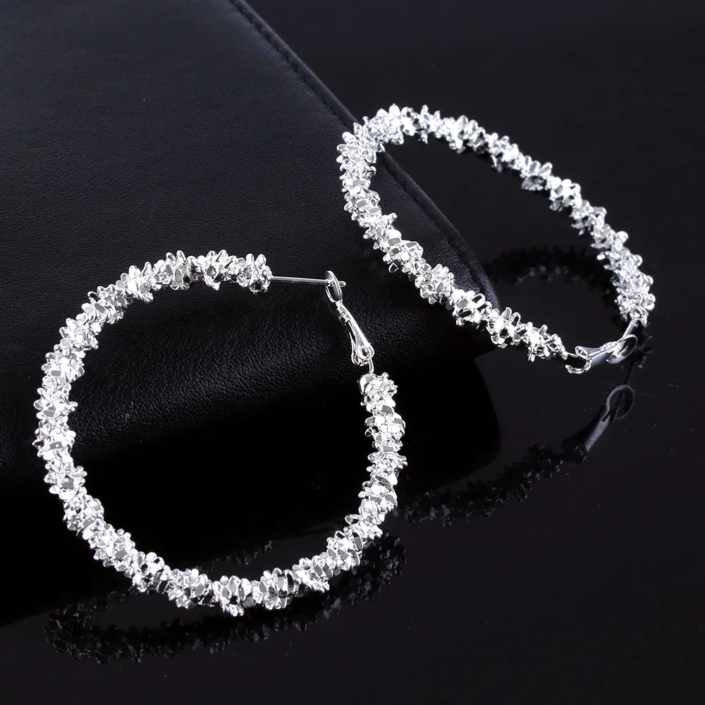 

1 Pair New Fashion Earrings Jewelry for Women Girls Silver Plated Stars Hoop Earring Ear Rings Free Shipping Nice Gift