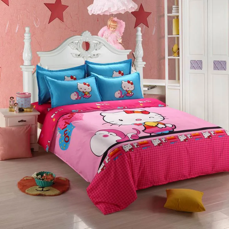 Us 37 99 O Kitty Four Piece Set Of Cotton Cartoon Kt Cat Bedding Home Textile Quilt Aloe Three Setxhs0058 In
