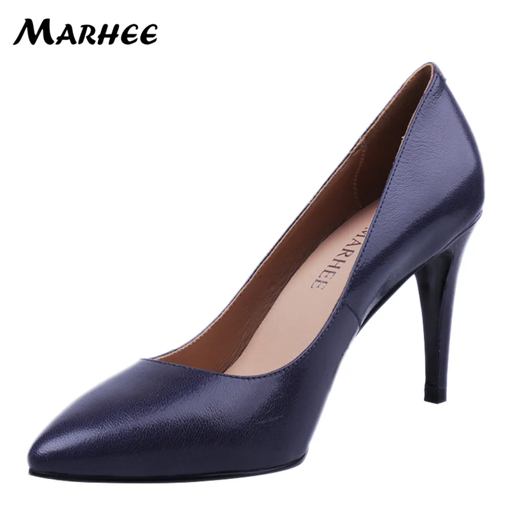 MARHEE Fashion Genuine Leather Dress Pumps Shoes Pointed Toe Shoes Woman Wedding Pumps Autumn Spring Shoes High Heels /54/57 Women's Shoes