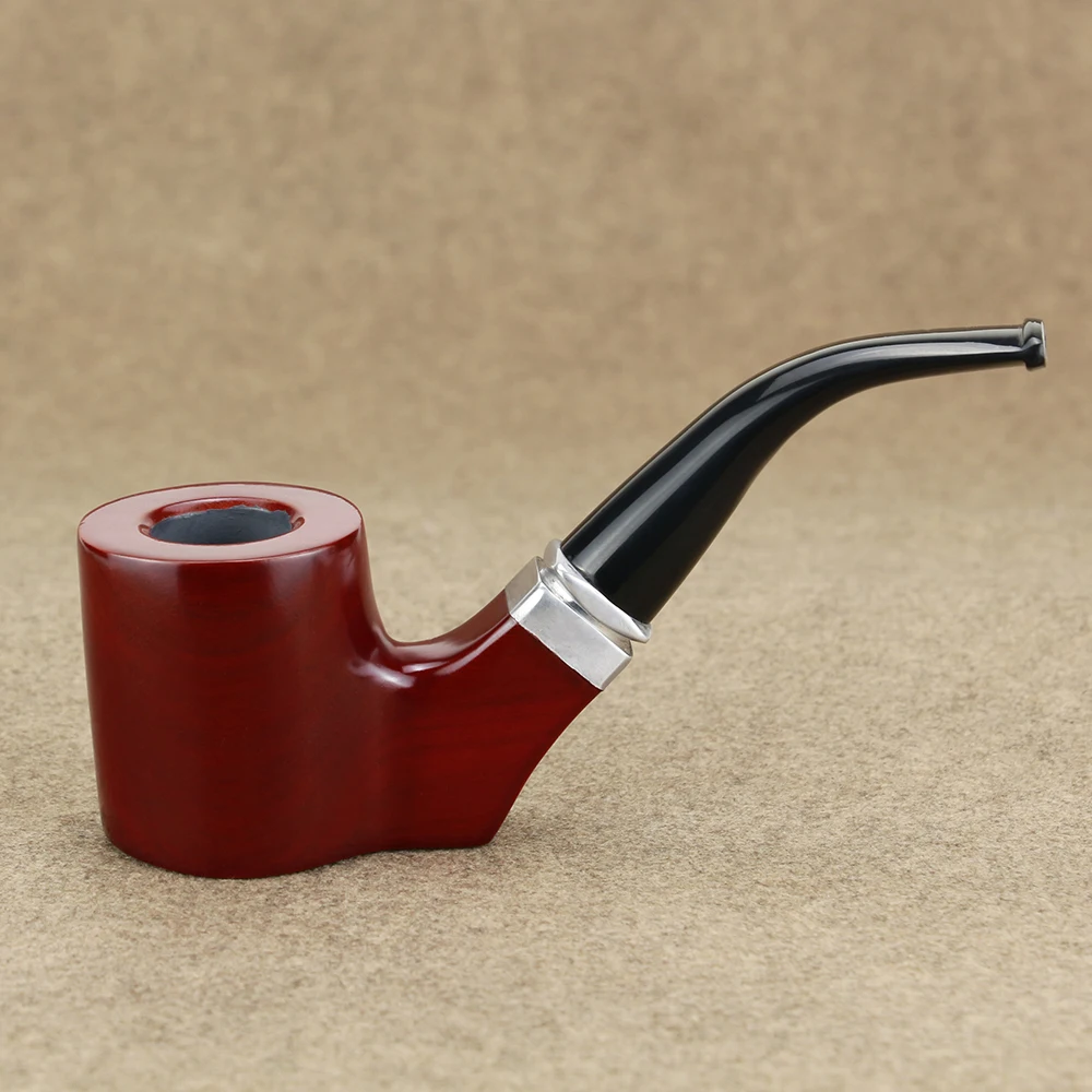 Creative Flat Bottom Wooden Pipe 9mm Filter Tobacco Smoking Pipe with 10 tools Red Sandal Wood