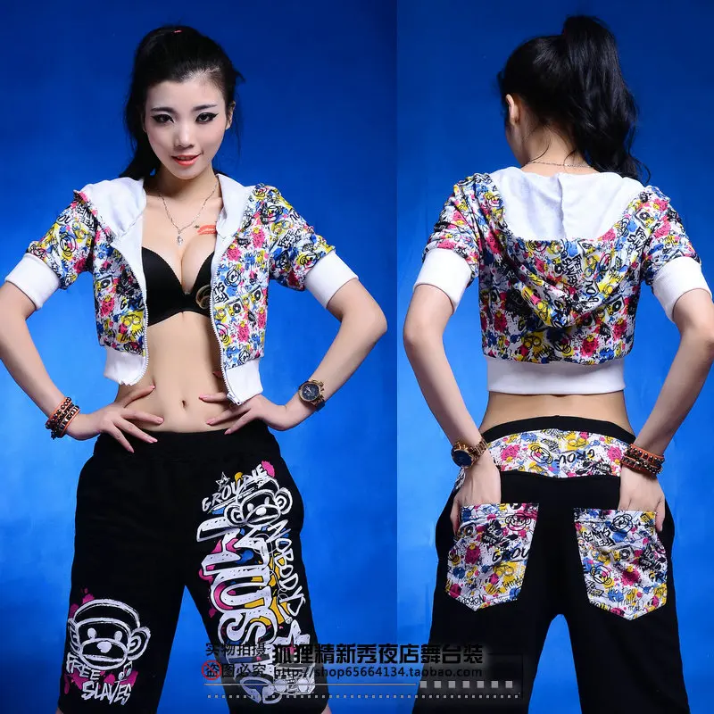 

Students Children dance competition costumes ds hip-hop short coat female models graffiti jazz dance clothes