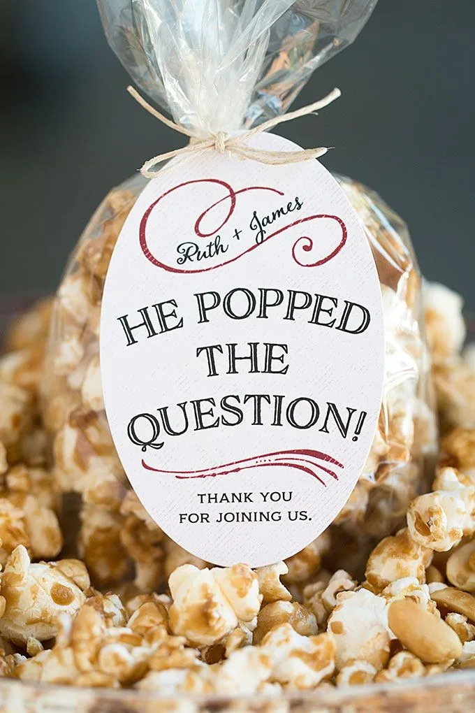 

50 Pieces, 5-7CM, White, He Popped the Question, Custom Personalized, Wedding Stickers, Candy Favors Gift Boxes Labels