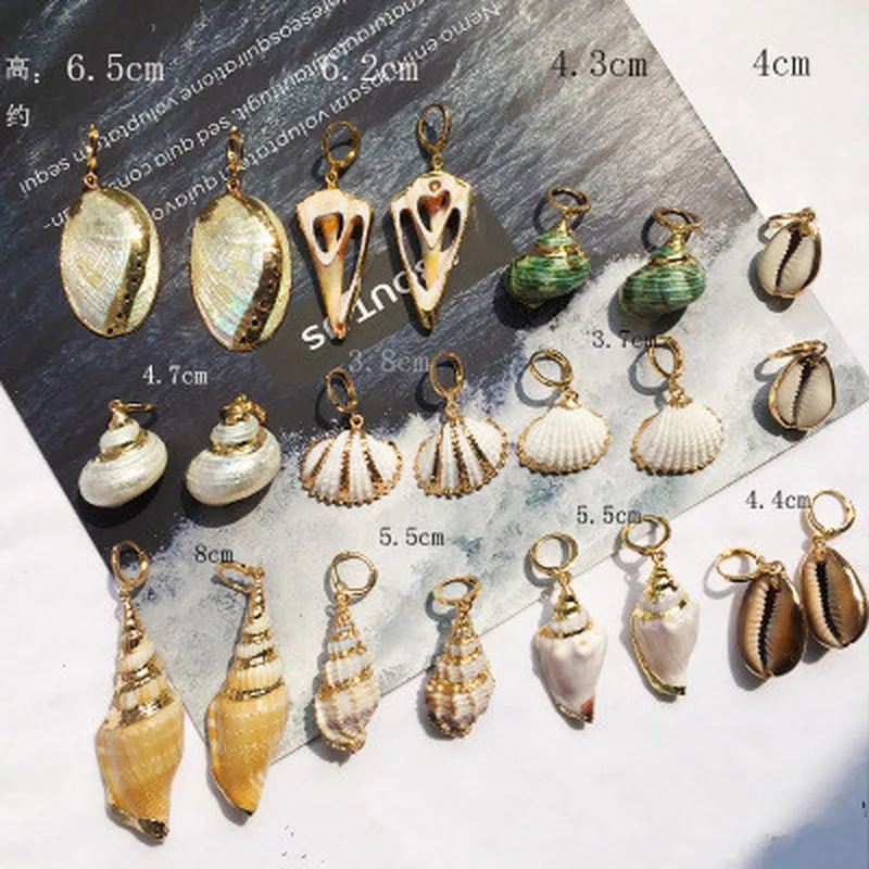 

4 Models Natural Shell Drop Earrings Gold Color Geometric Earrings For Women Bohemian Sea Ocaen Style Earrings Jewelry