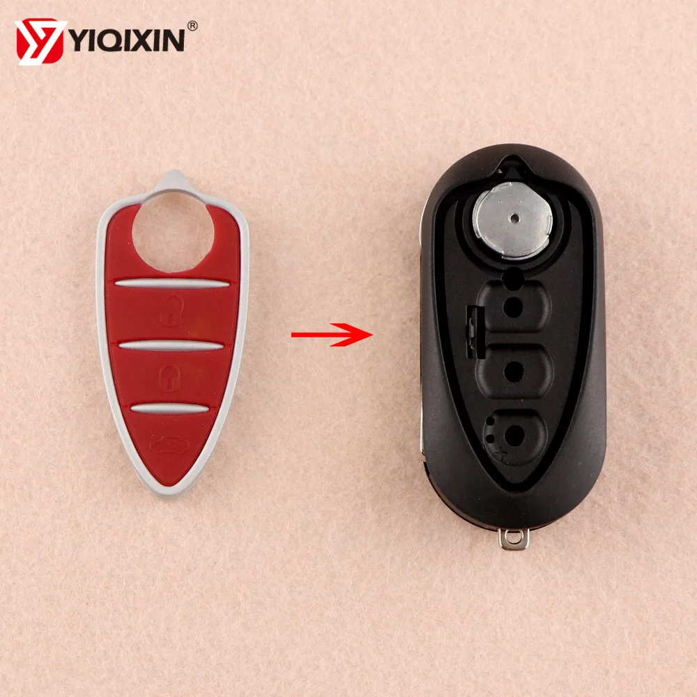

YIQIXIN 3 Button For Alfa Romeo Mito Giulietta 159 GTA Replacement Red Flip Remote Auto Key Pads Silicone Rubber Key
