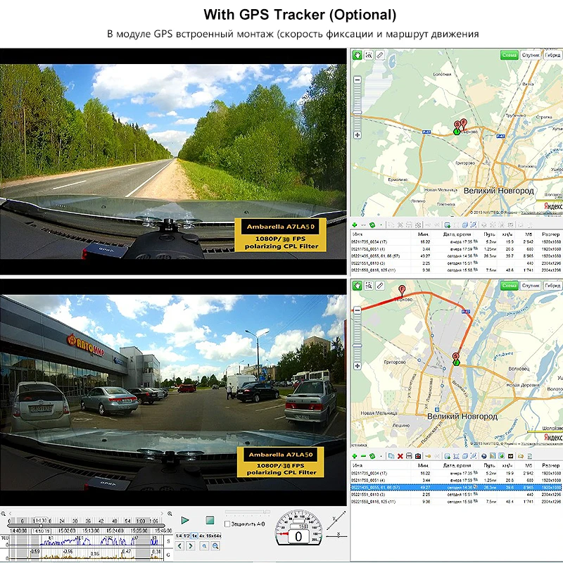 Junsun Видеорегистраторы для автомобилей GPS 2 в 1 Full HD 1296 P с SpeedCam Ambarella a7la50