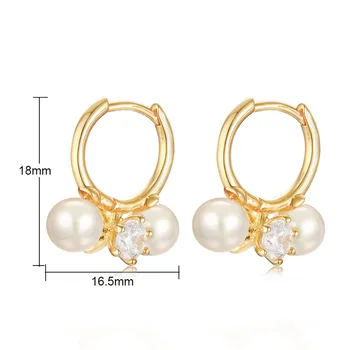 

Hoop Ring Copper Zircon Pearl Earrings Fashionable Accessory Temperament