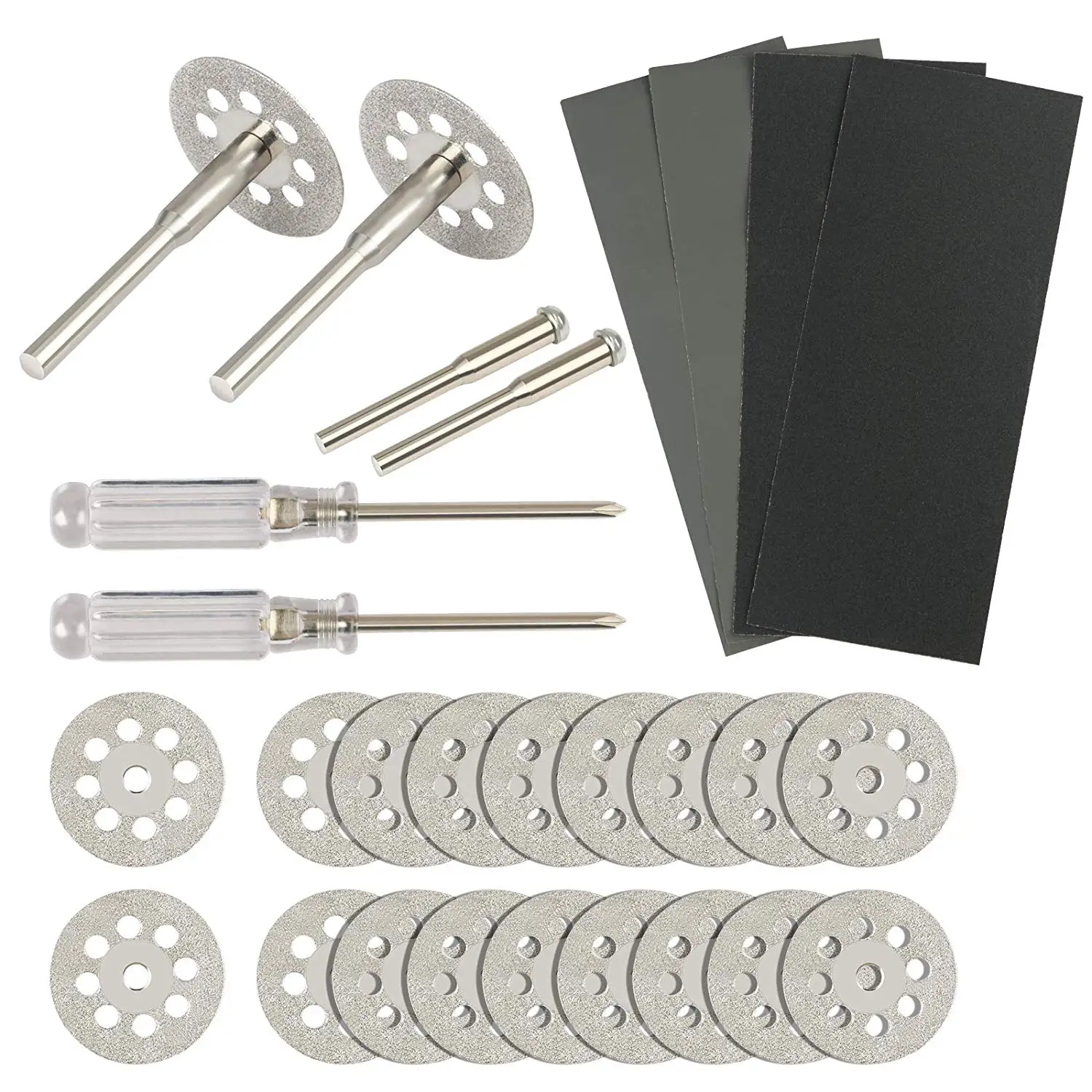 

METABLE 1SET Diamond Cutting Wheel Cut Off Discs Rotary Tool Cutting Blades Mandrel Screwdriver and Sheets Sandpaper for wood