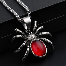 Punk Vintage araña COLLAR COLGANTE cristal rojo joyería Halloween fiesta decoración regalos para hombres mujeres Hip Hop Animal collar 35g