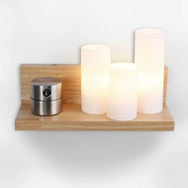 

Bedroom Bedside Lamp Wooden Balcony Simple Corridor Real Wood Art Stair Led Wall Lamp Hotel Wall Lamp Wood Lnightight IY121781