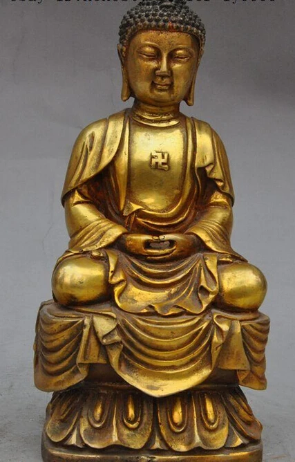 Tibet Buddhism Silver Sakyamuni Shakyamuni Amitabha Dharmapala Buddha Statue