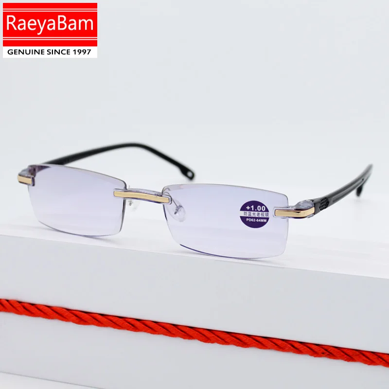 

RaeyaBam Ultralight Rimless Reading Glasses Women Men Clear Lens Anti-Blu-Ray Computer Glasses Presbyopia Reader Glasses