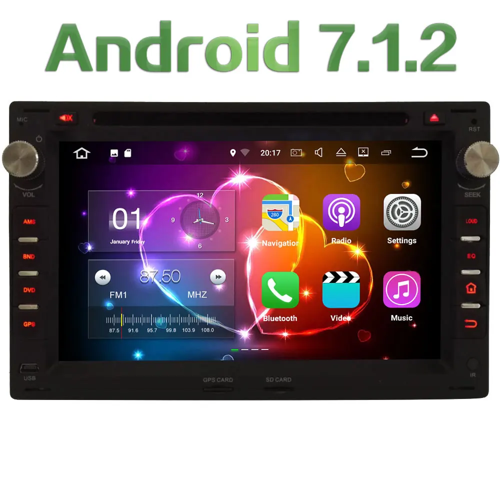2GB RAM Quad Core Android 7 1 Car DVD Player Audio Stereo Radio GPS for Volkswagen
