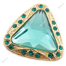 D00977 треугольник, опт, стекло, 18 мм, металл, имбирь, амулет, оснастка, стразы, кнопки, браслет на цепочке, легко защелкивается для женщин, ювелирные изделия