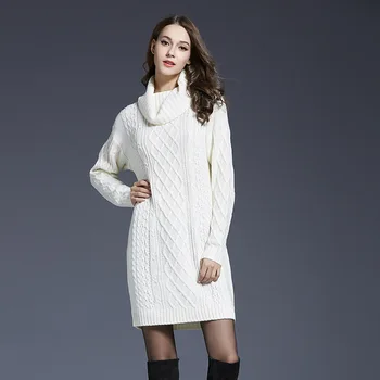 

Women Autumn Crochet Long Sweaters Fashion Knitted Turtleneck Pullovers Sweaters Rebecas Mujer women winter clothes