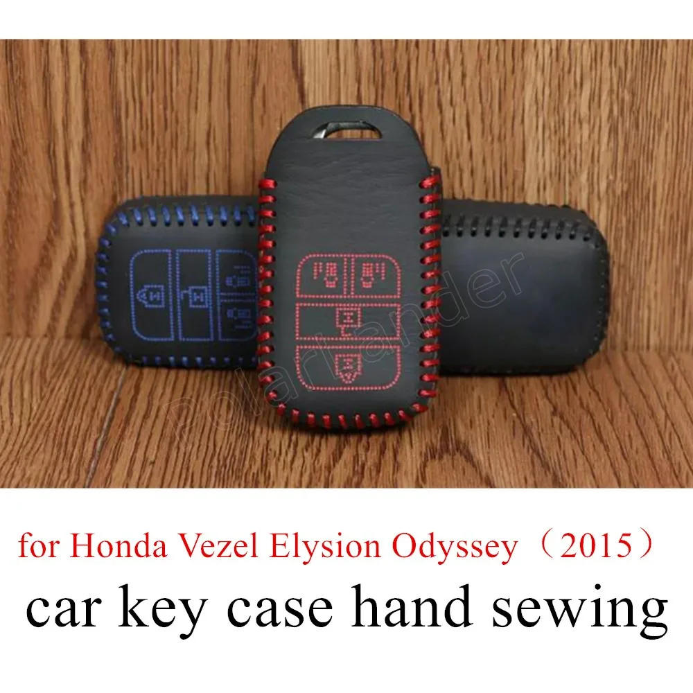 

Only Red new creative Hand sewing DIY car key case cover car styling Genuine leather fit for Honda Vezel Elysion Odyssey(2015)