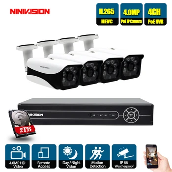 

H.265 5MP 2592*1944 Surveillance CCTV System 48V PoE 4CH NVR Kit 4.0MP HD Bullet Waterproof indoor Outdoor CCTV Camera System