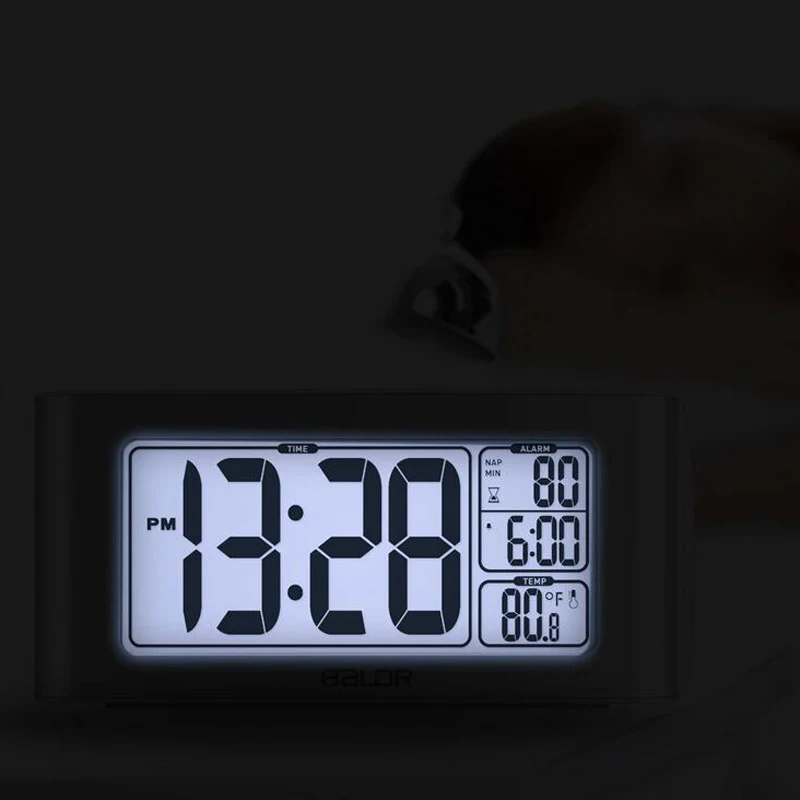 Повтор прикроватный Цифровой Будильник ЖК-дисплей с термометр с фоновой подсветкой Nap таймер часы на батарейках настольные часы