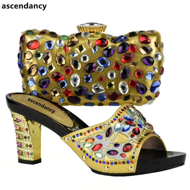 Gold Italian Shoe Bag Set Shoes With Matching Bags African Gold Italian Shoe Bag Set Shoes With Matching Bags African And