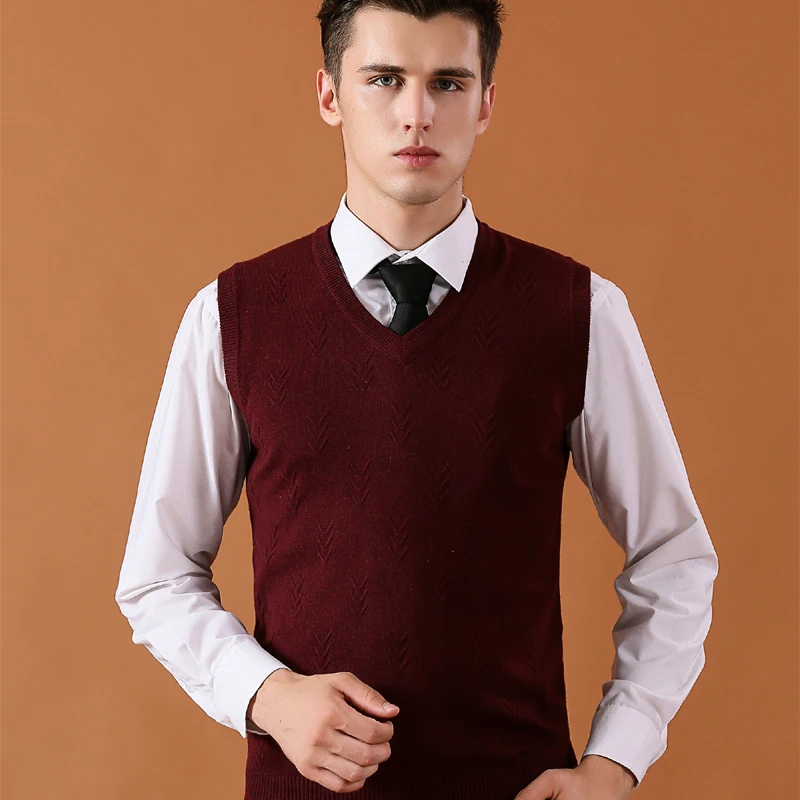 Good Quality 2018 New Arrival Solid Color Sweater Vest Men Cashmere