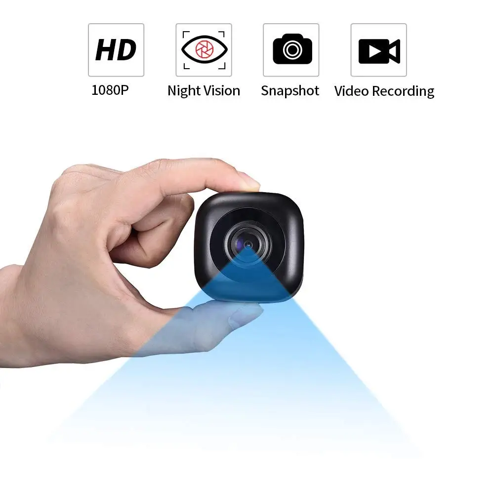 

1080P HD Small Video Camera 120 degree Angle Compact Camera Home Security Camera Night Vision Loop Recording Indoor Outdoor