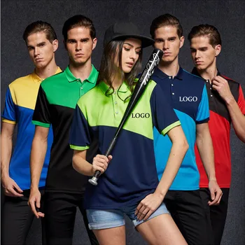 

S-4XL Breathable polo shirt Vinyl men Polos PatchWork Tees Quickly Dry polo Custom LOGO Unisex Top shirts Candy dri-fit Women
